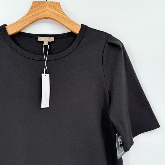 Lilla P Elbow Sleeve T-Shirt Black Dress Size M - Picture 4 of 8